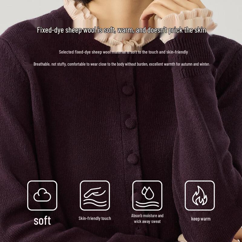 Northern Deer Women's Merino Wool Ruffle Cardigan