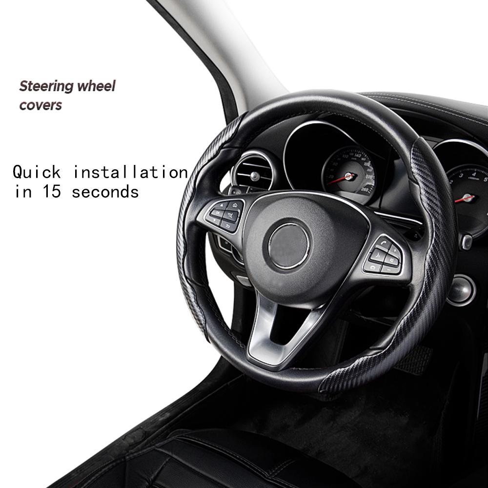 Universal 1 Pair Carbon Fiber Leather Car Steering Cover Non-Slip Fiber Leather PVC Wheel Booster Cover