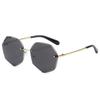 Polygon Metal Rimless Cut-Edge UV Protection Sunglasses for Women