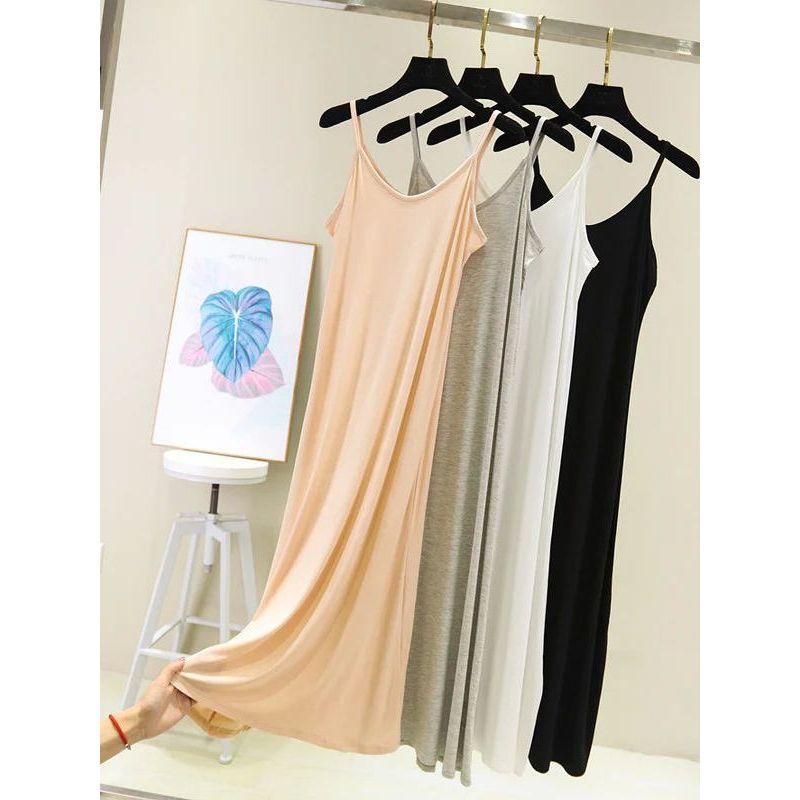 Anti Penetration Lined Bottom Dress Pure Color Anti-Penetration Lining Base Dress Women
