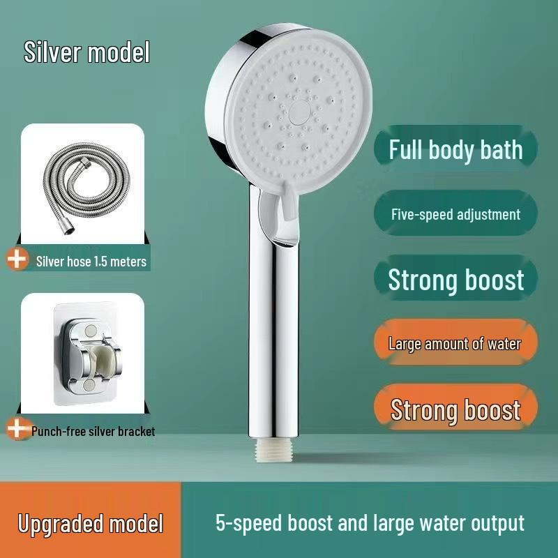 Handheld Lotus Shower Head with Heater and Bracket Set for Bathroom