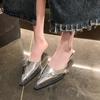 Fashion Women's Mules Summer Slippers Gothic Designer Shoes Gold Heels Sexy Sandals Elegant Medium Heel Party Pointed Toe Buckle Slides
