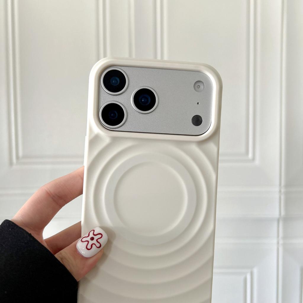 Water Ripple Magnetic Wireless Charge Phone Case for iPhone 17 16 15 14 Plus 13 12 11 Pro max 17Air Matte solid color back cover