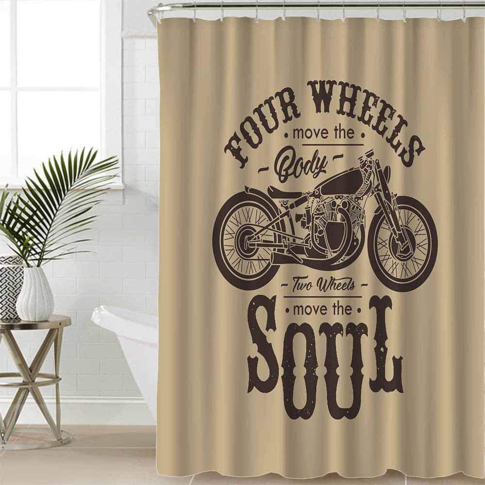 

Motorcycle Shower Curtain Horsepower Adventurous Journey Freedom Ride Masculine Vehicle Bathroom Curtains Decor Set With Hooks W60H190(CM)-1 Pcs