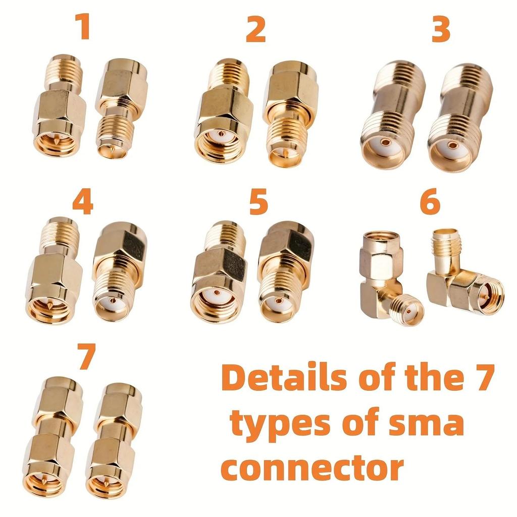 SMA Male To SMA Female Cable Assembly 15cm with 7 Units Sma Adapters Sma Male Sma Female Rpsma Male