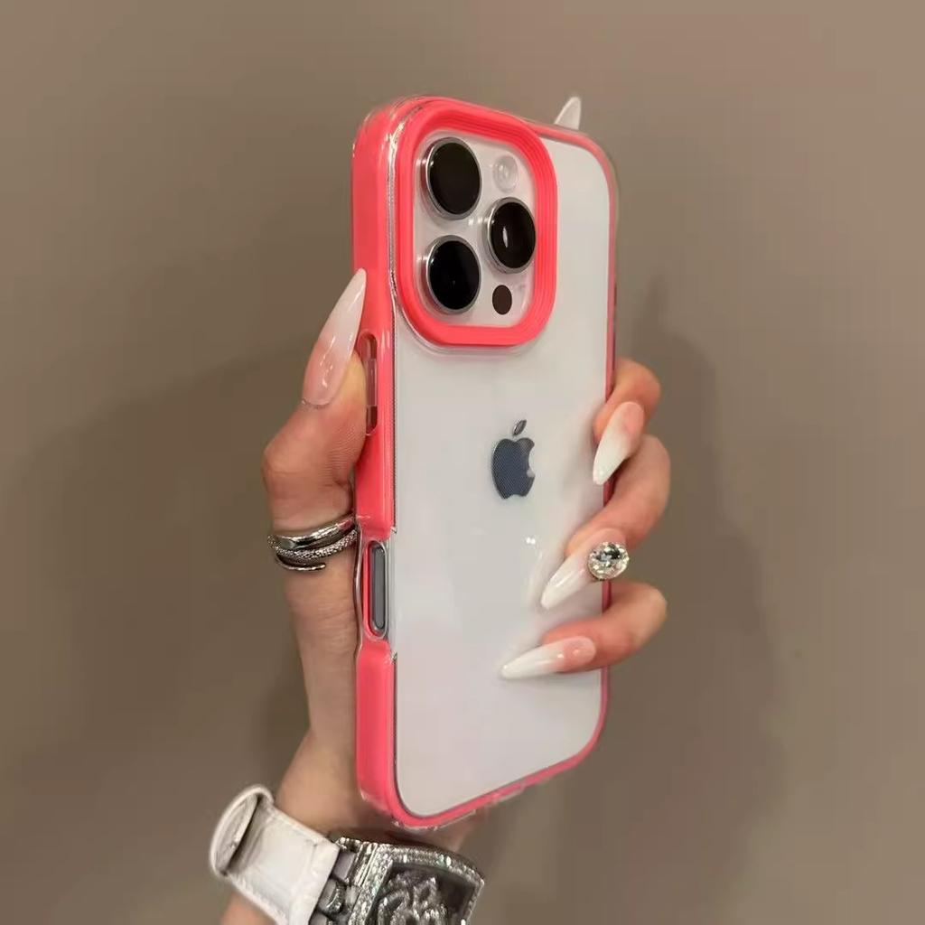 Transparent 2IN1 Shockproof Color Bumper Clear Armor Cover for iPhone 16 15 14 Plus 13 12 11 Pro X XR XS Max Soft Silicone Cover