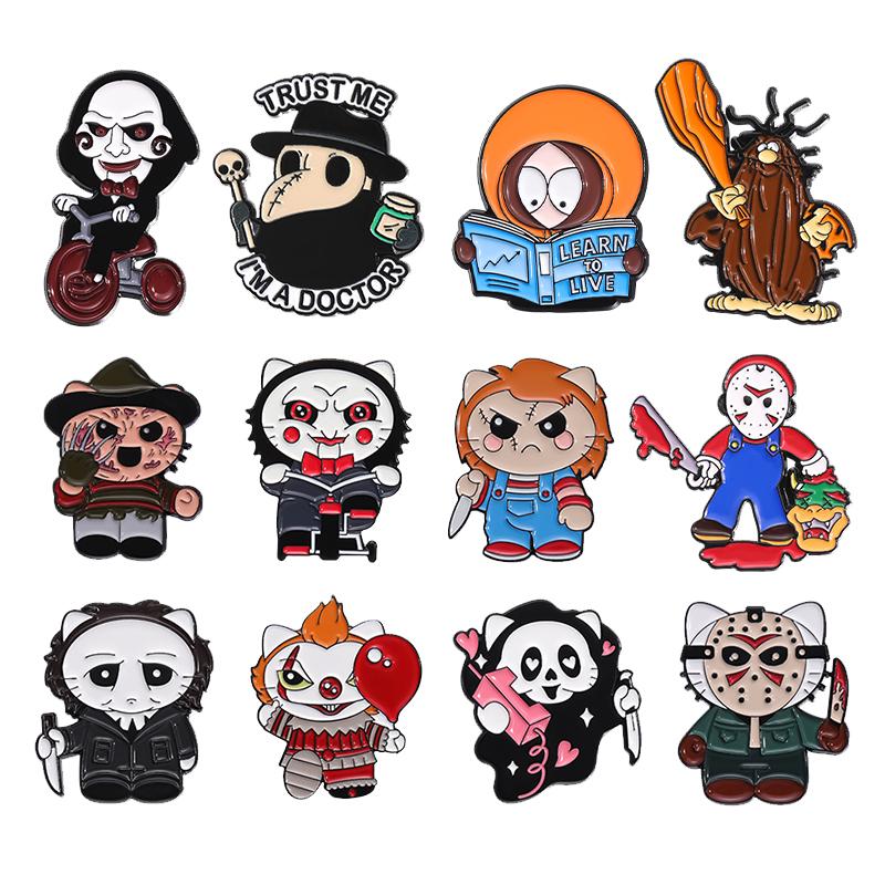 4-19pcs/set Cartoon Anime Characters Enamel Pins Custom Cute Little Monk Brooches Lapel Badges Funny Jewelry Gift for Friends