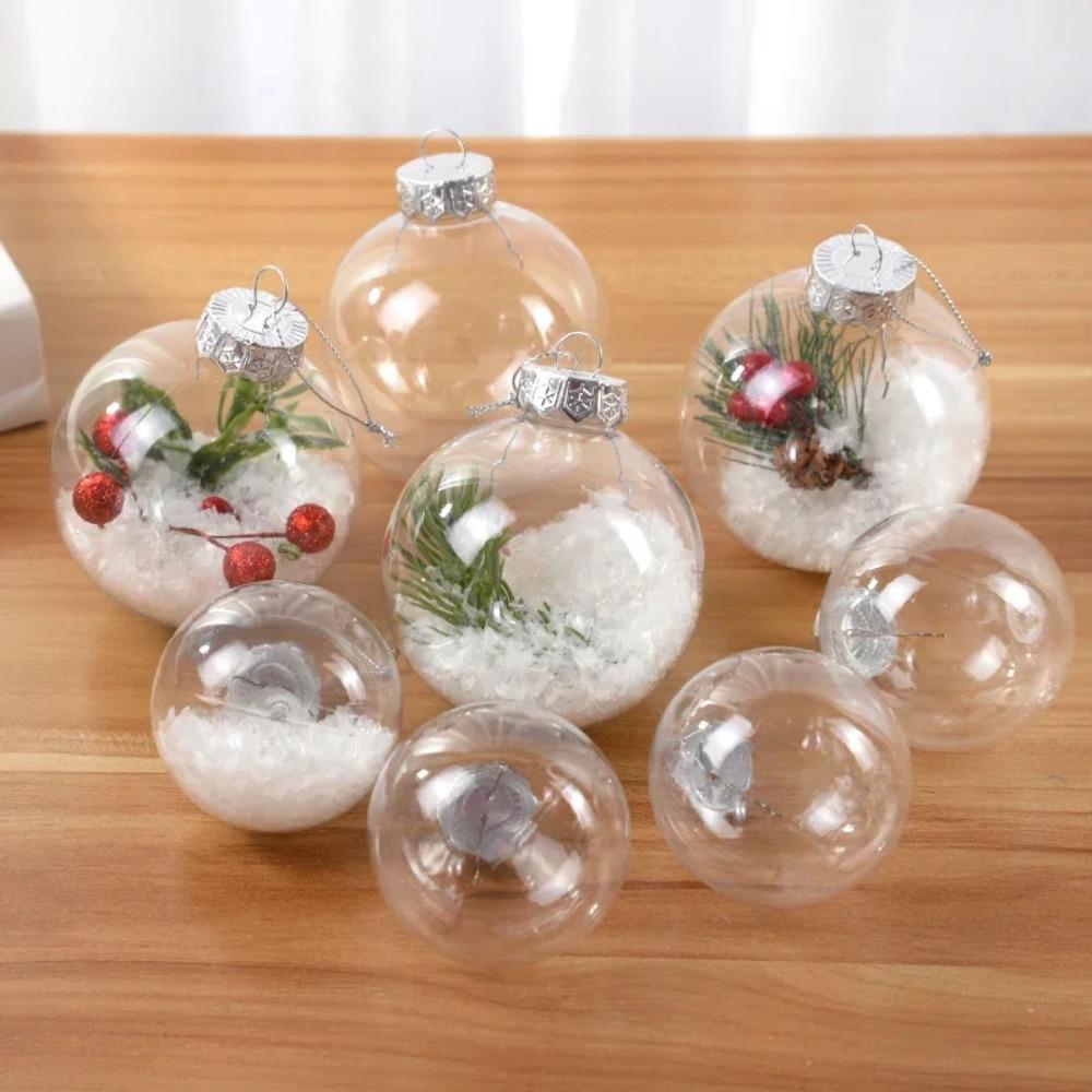 6Pcs PET Clear Plastic Christmas Ball Fillable Plastic Bauble Xmas Tree Hanging Ornaments  New Year