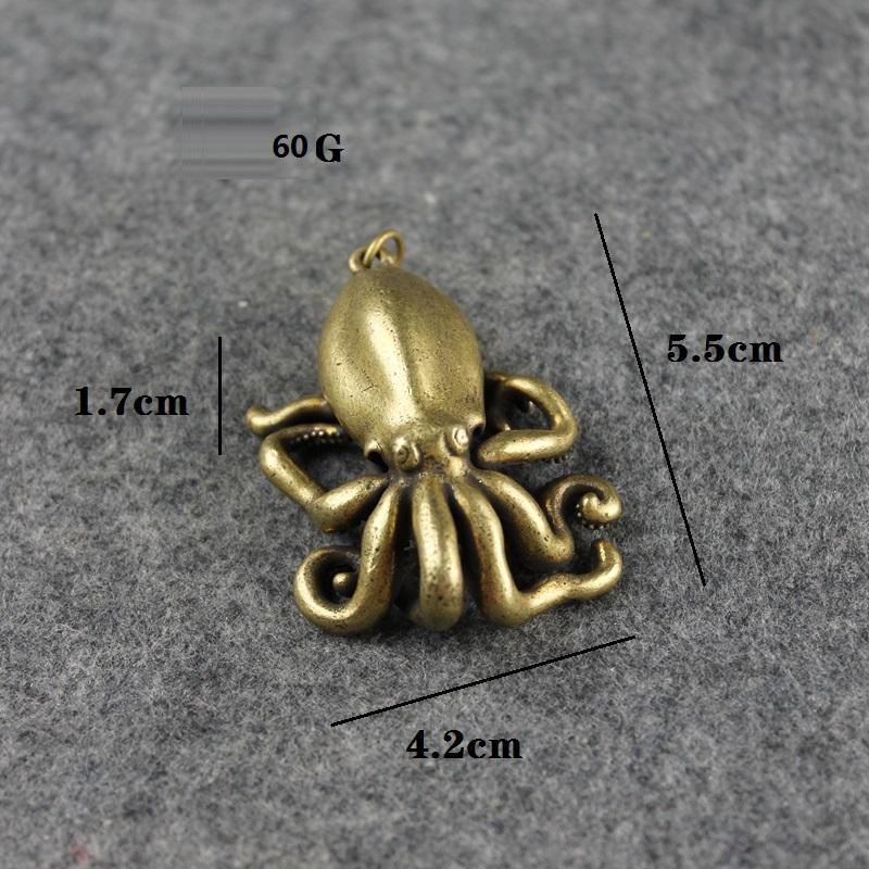 Copper Octopus Carving Keychains Sculpture Solid Copper Decoration Animal Octopus Statue Pendant Decor Home Cool Home Stuff