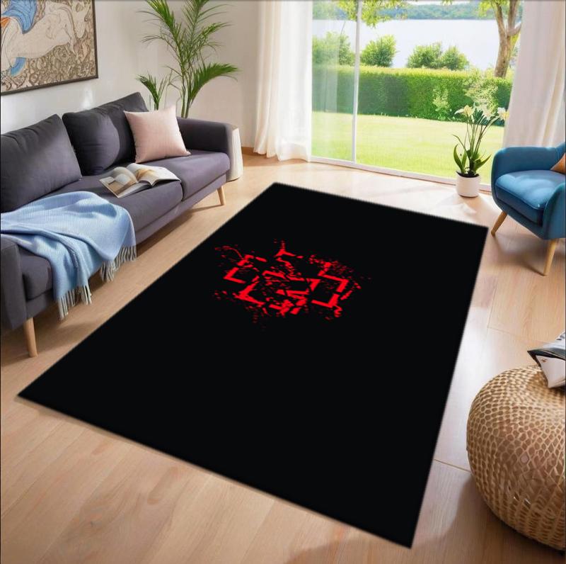 1Pc Rammstein Theme Printed Rectangle Carpet, Home Door Mat, Outdoor Travel Protection Carpet A6