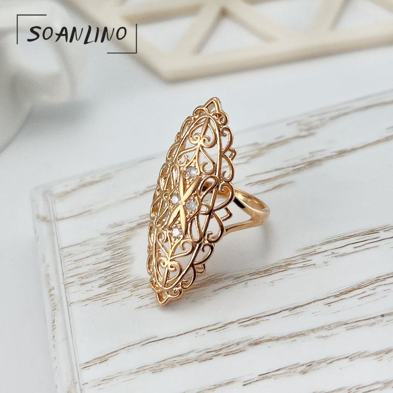 

SOANLINO Изысканное кольцо из розового золота с полым цирконом