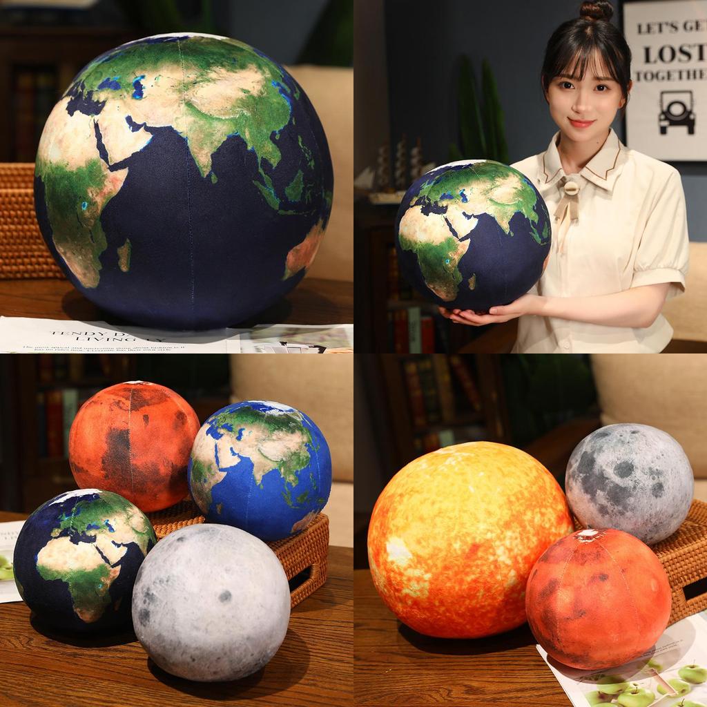 Crystal Ultra-soft Plush Toy Pillow With Planetary Designs Earth, Moon, Mars