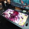 Large Gaming Mouse PadAntislip Rubber Base Stitched Edges Purple Hair Demon Anime Girl Art Print Extended Office Gamer Mat