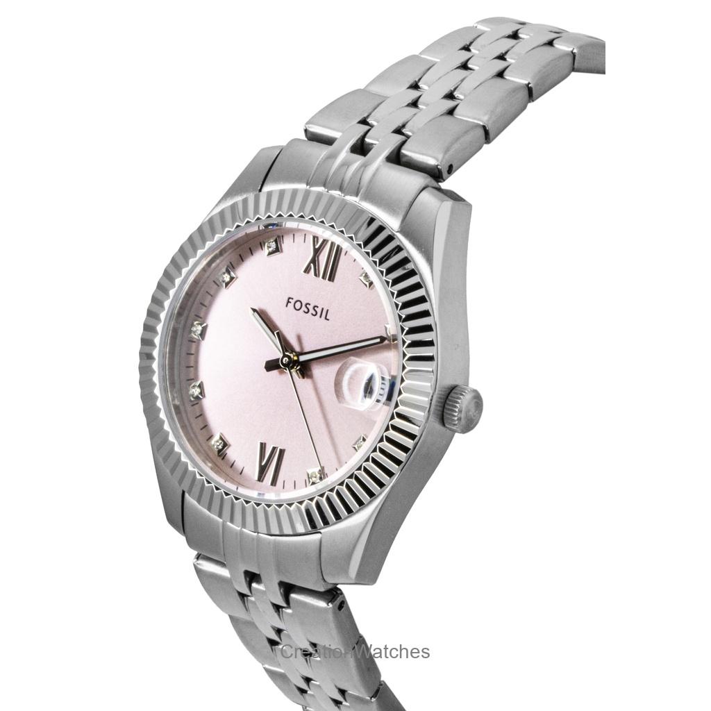 Fossil Scarlette Stainless Steel Pink Sunray Dial Quartz ES5403 Women's Watch