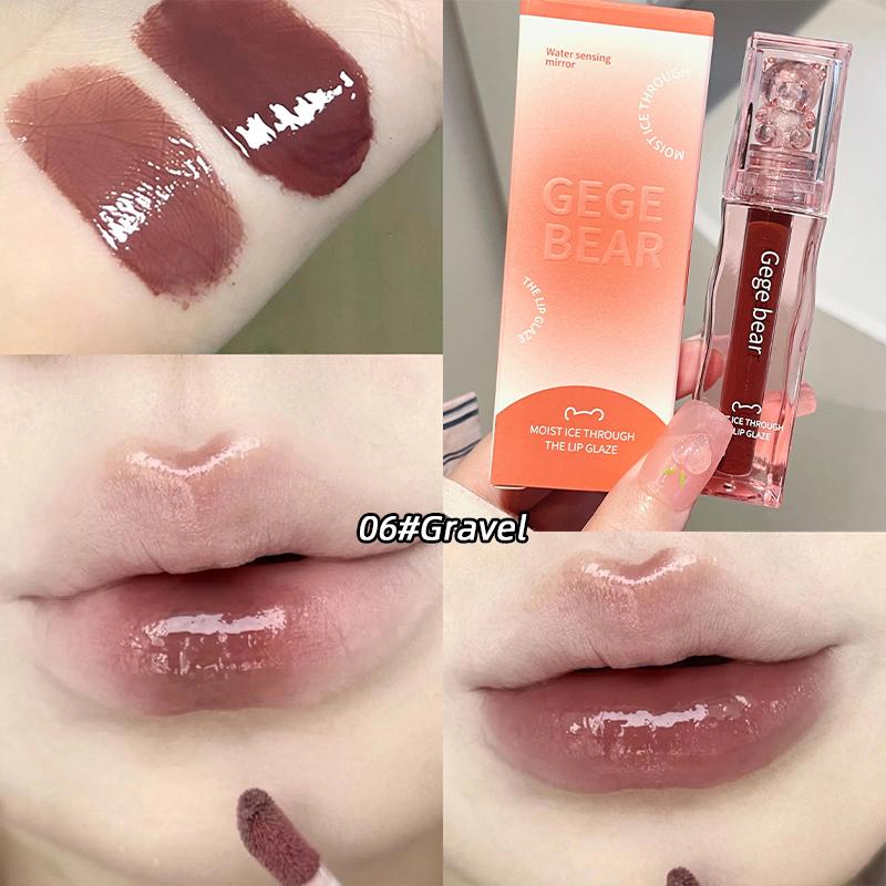 GEGE BEAR Spiegel Lip Gloss Feuchtigkeitsspendende Glas Lippenstift Lang anhaltende Farbe Lippen