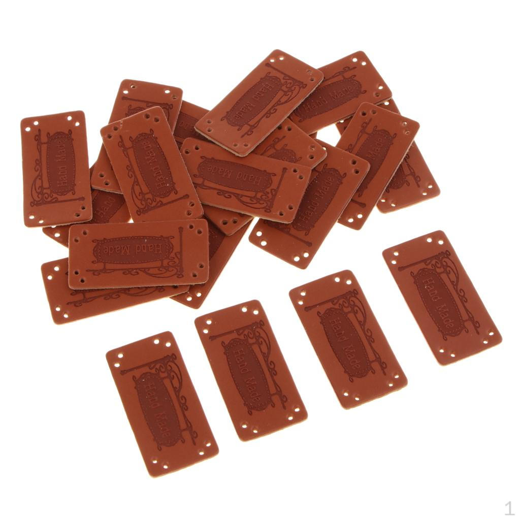 

20Pcs Cartoon PU Leather Clothes Tags Labels with Sewing Hole for pants Bags Shoes Garment Craft DIY 005