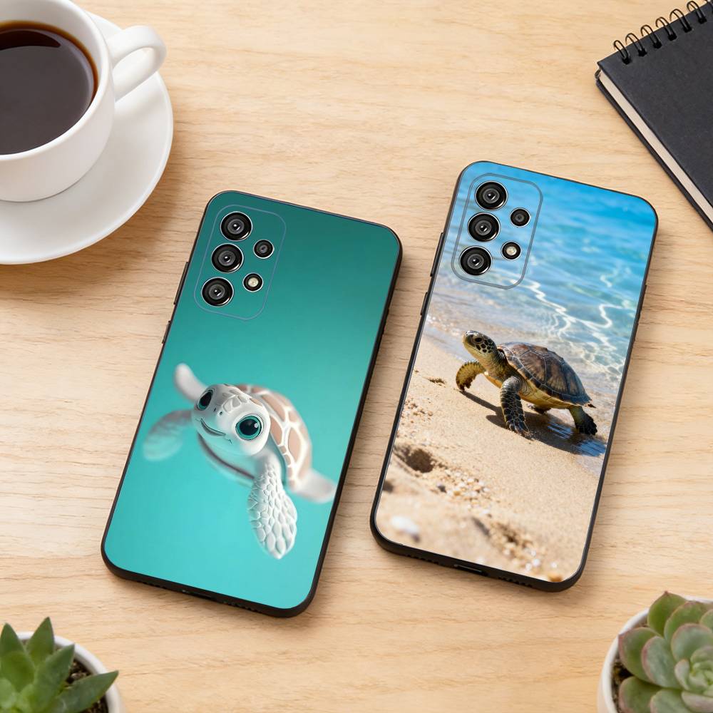 Urocze Małe Żółwiki Etui na Telefon Dla Samsung S25,S24,S21,S22,S23,S30,Ultra,S20,Plus,Fe,Miękki Silikon Czarna Pokrywa