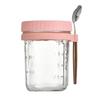 Practical Cereal Container With Spoon And Secure Top Glass Overnight Oats Jar Food Storage Organiser for Breakfast