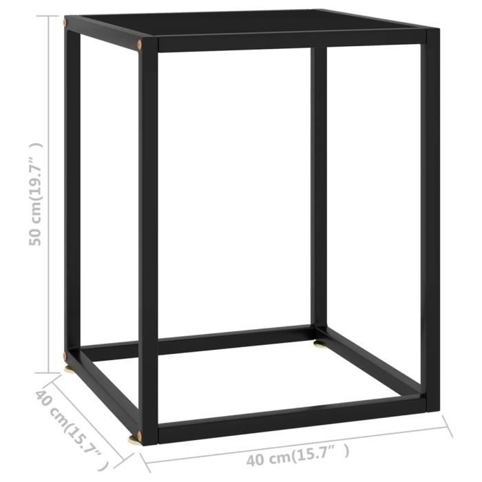 VidaXL Coffee Table Black with Black Glass 40x40x50 Cm