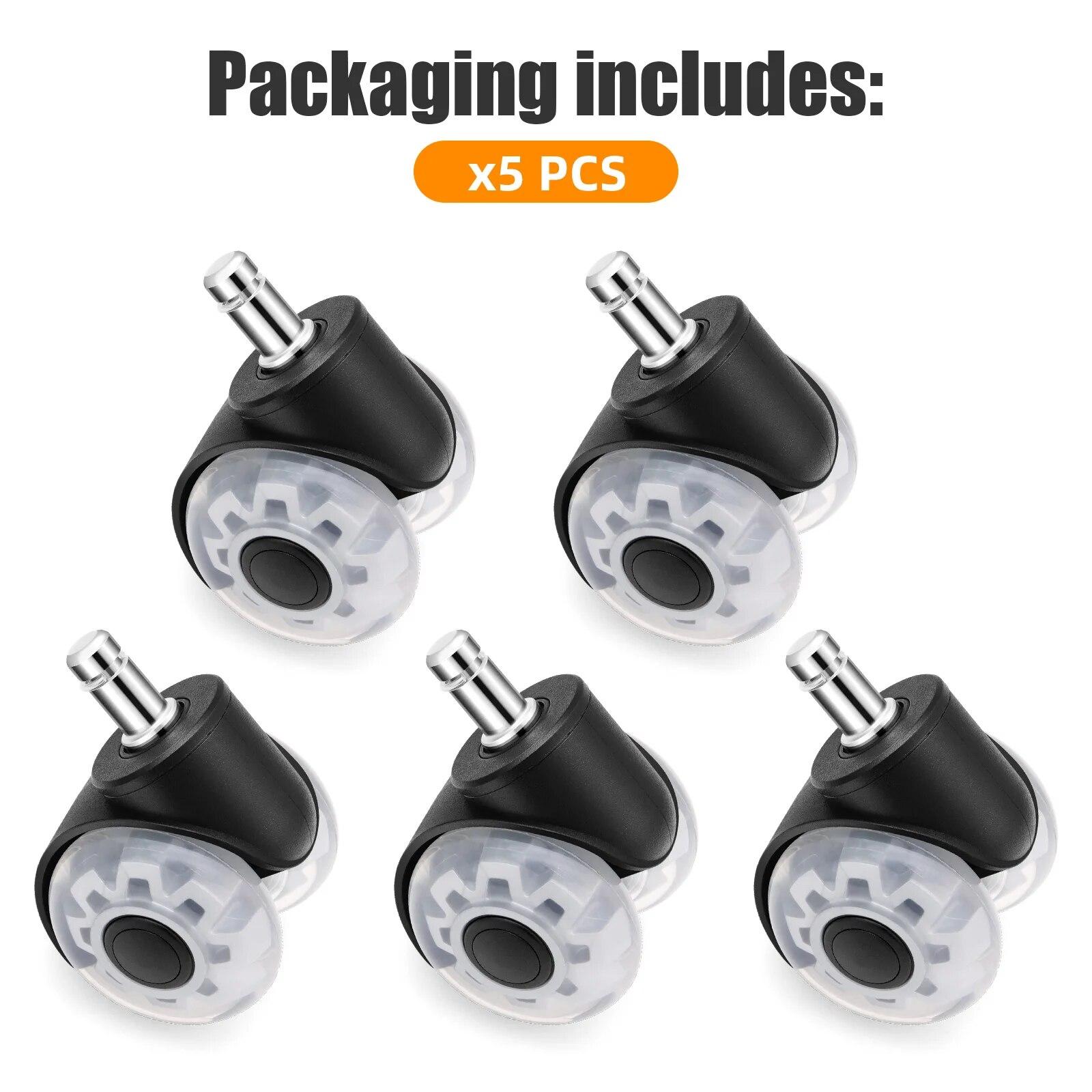

AD 5PCS Universal Mute Wheel Office Chair Caster Swivel Rubber Soft Safe Rollers Furniture Hardware Chair Wheels for Desk Office