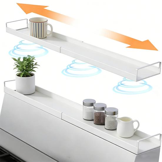 Extendable Steel Over The Stove Shelf Magnetic Stove Top Storage Shelf Heavy Duty Back of Stove Spice Organizer Rack