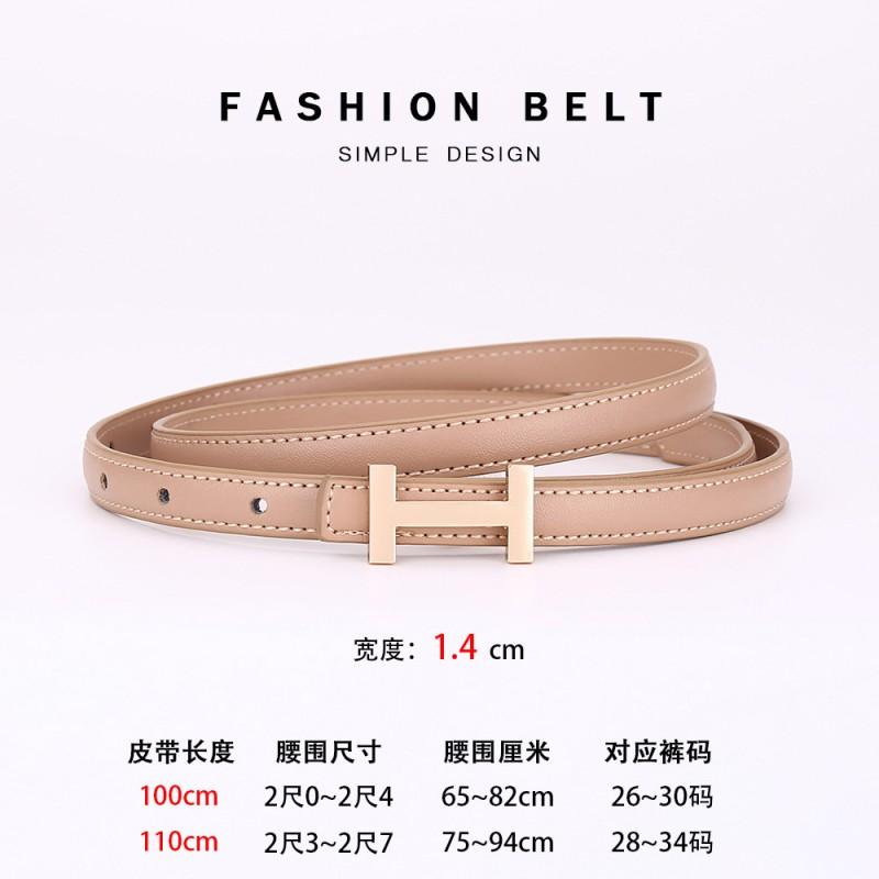 Womens Slim Genuine Leather Belt With Zinc Alloy Buckle Casual Office Chic Waistband Dresses Pants Skirts
