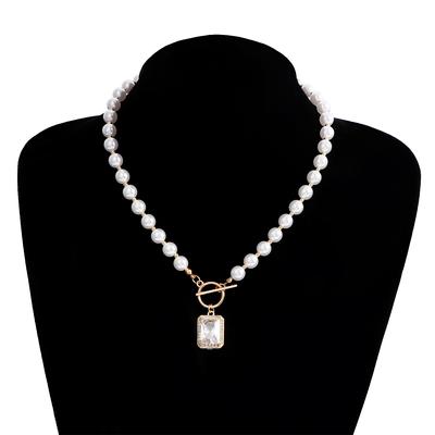 Barokowy naszyjnik z imitacji pereł z łańcuszkiem dla kobiet, kołnierz ślubny, punkowy, zapięcie typu toggle, okrągły koralik, choker, biżuteria