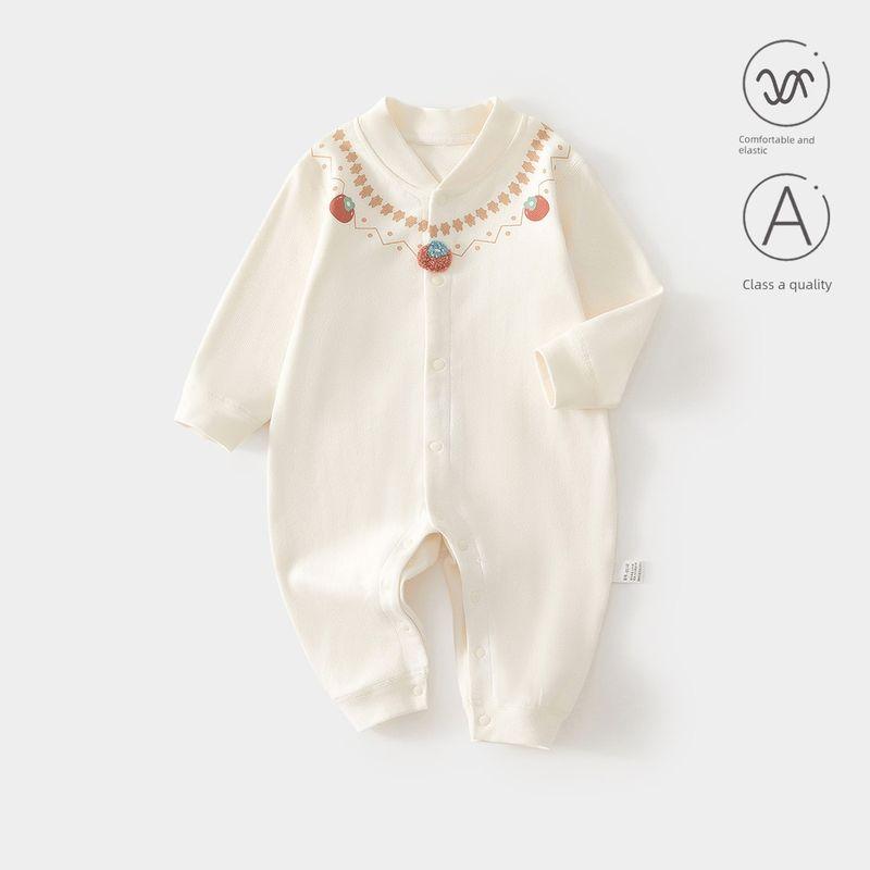 

Frog Prince Fruit and Vegetable Bear One-Piece Romper Is Comfortable and Skin-Friendly Rice White 66/48