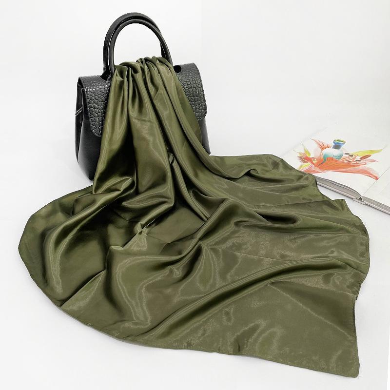 Modisches Neues Vielseitiges Kopftuch Großes Quadratisches Tuch Einfarbiges Tuch Damen Kunstseiden-Satin-Tuch