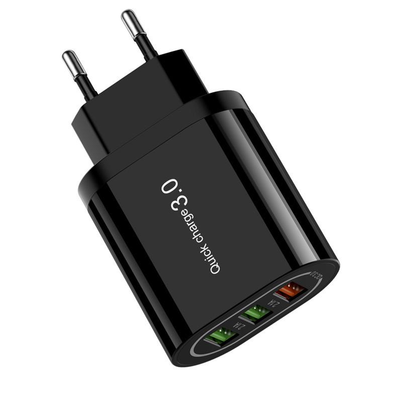3A QC3.0 3-USB Fast Charger - EU/US Standard for Mobile Phones