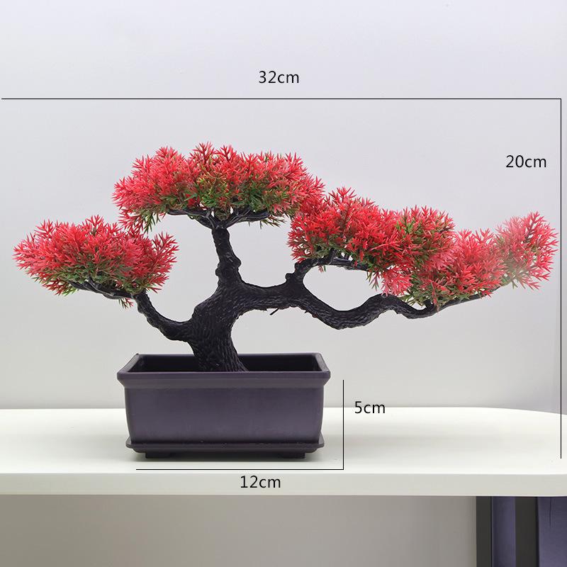 Artificial Pine Bonsai Desktop Decoration - Small Potted Green Plant Ornament for Living Room