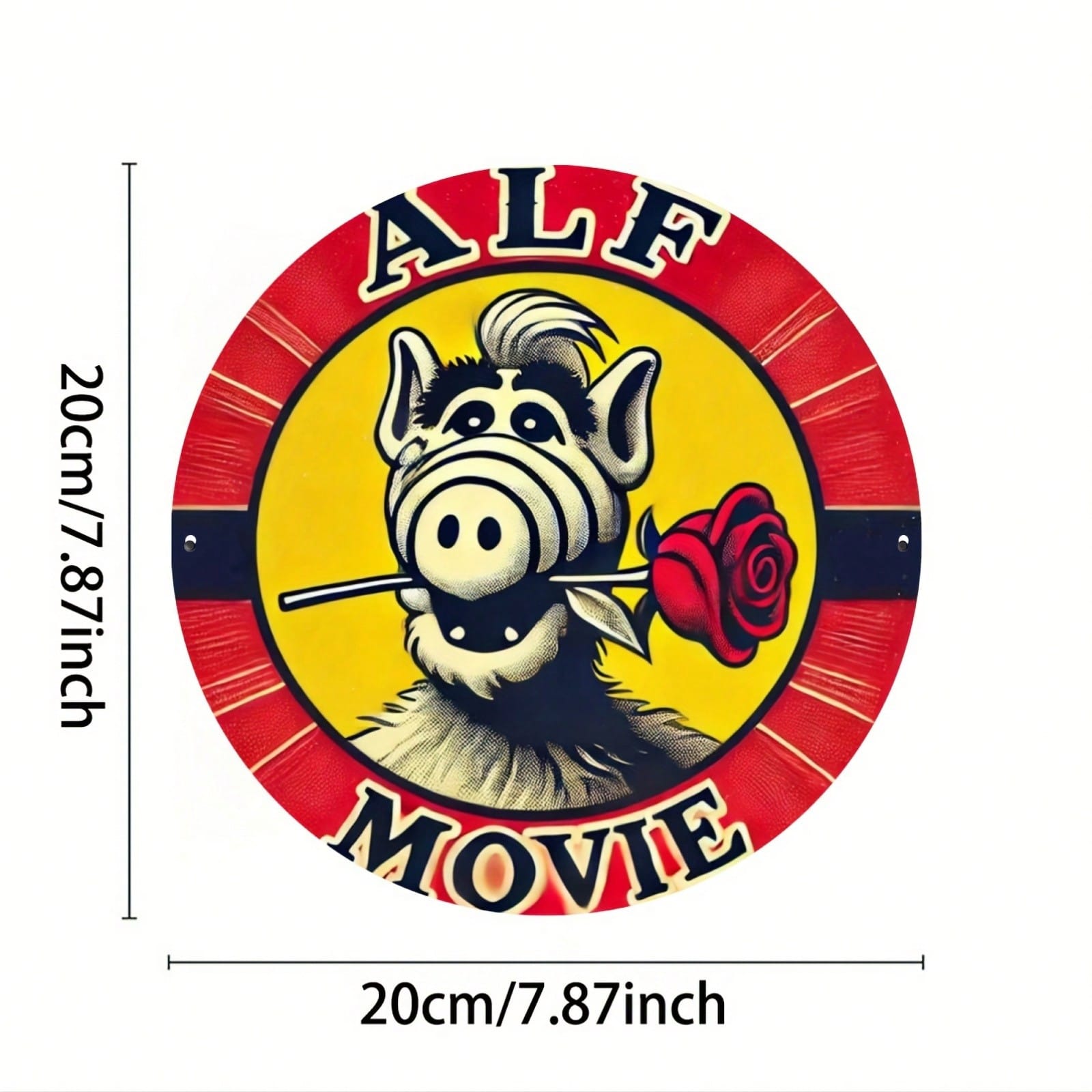 

ALF Metal Sign 8x8 Inch Round Wall Art Aluminum Home Decor Gift Indoor Outdoor різнокольоровий