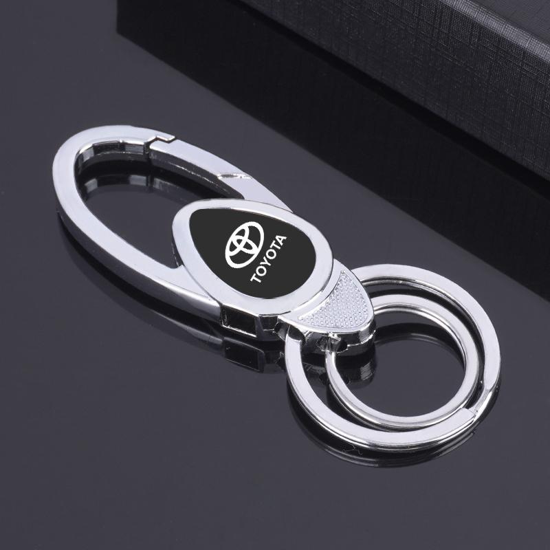 Metal Alloy Logo Keyring Car Keychain For Toyota Yaris Cross Corolla TRD Hybrid Prius CHR Avensis RAV4 Hilux Camry Land Cruiser