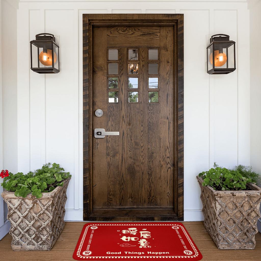Lucky New Year Red Horse Pattern Design Front Door Mat Anti-Slip Outdoor Quick Dry Doormat Living Room Entrance Rug Carpet