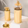European-style Gold-plated Pressed Toothpick Box Animal Accessories Stainless Steel Toothpick Tube Home Cotton Swab Dispenser