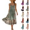 Damen Sommer Mode Bedrucktes Tasche Verstellbarer Schultergurt Bohemian Freizeit Strand Resort Trägerkleid