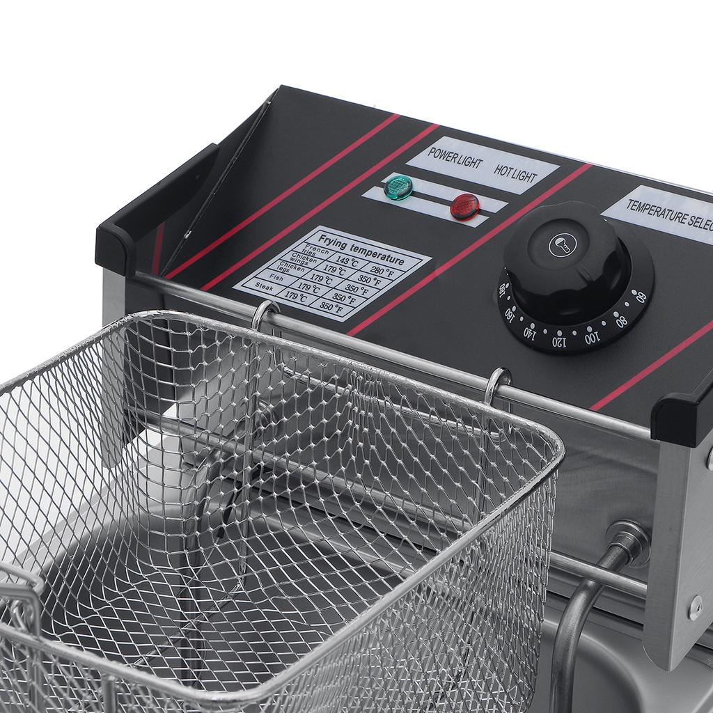 2500W 110V Single Cylinder Smokeless Chicken Dough French Fries Machine Stainless Steel Commercial Electric Deep Fryer Stove