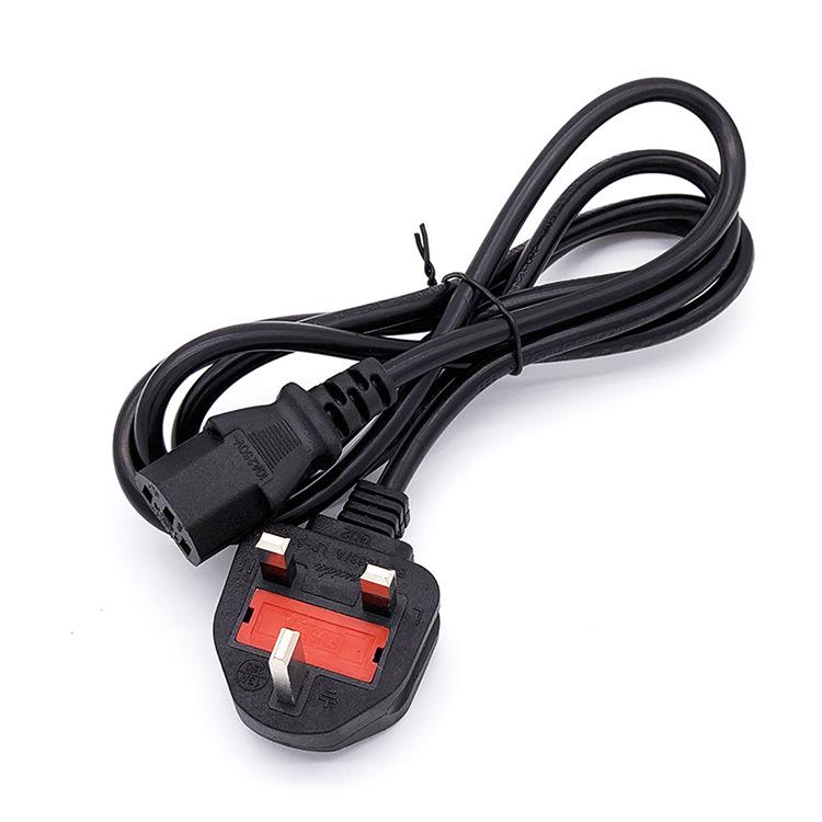 British Standard Figure-8 Power Cord with 3-Pin Plug for Computers and Rice Cookers
