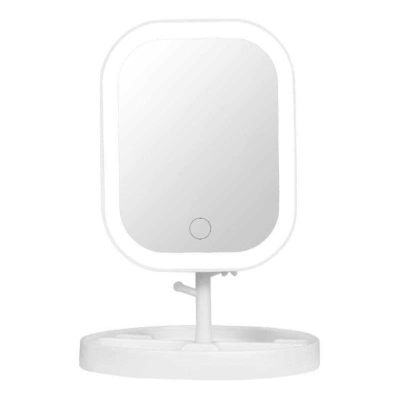 LED Light Makeup Mirror 3Color Light Source Portable USB Charging Beauty Makeup Fill Light Smart HD Desktop Folding INS Grooming