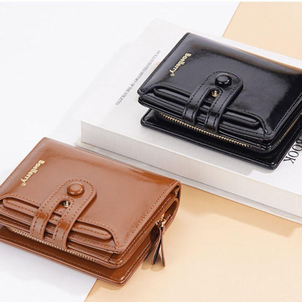 Patent Leather Short  Wallets Korean Style Change Bag Temperament Women Clutch Bag  Outdoor
