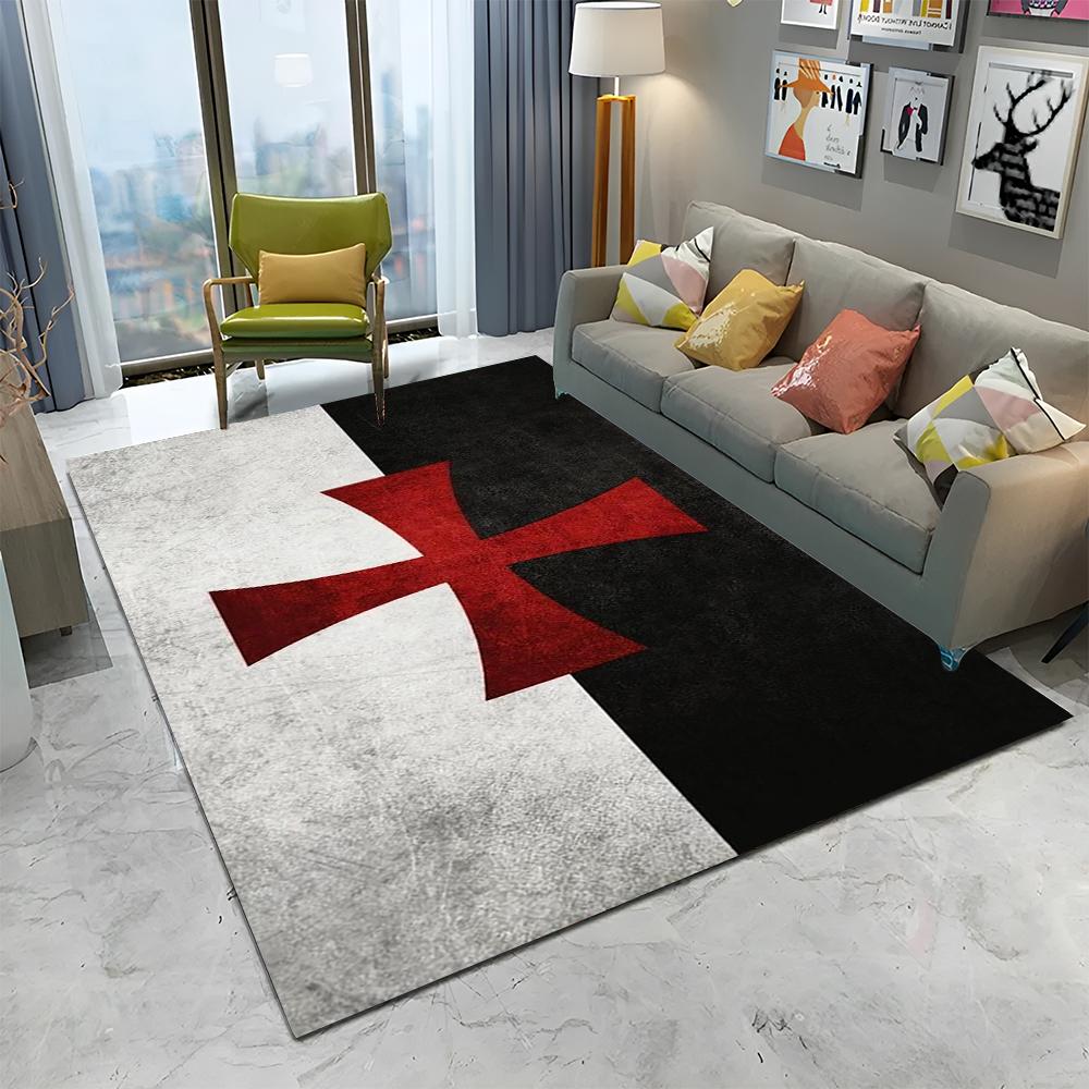 Rycerz Templariusz Krzyżowiec Gry Dywanik do Domu Salonu Sypialni Sofy Wycieraczka Dekoracja, Dywanik Obszarowy Antypoślizgowa Mata Podłogowa