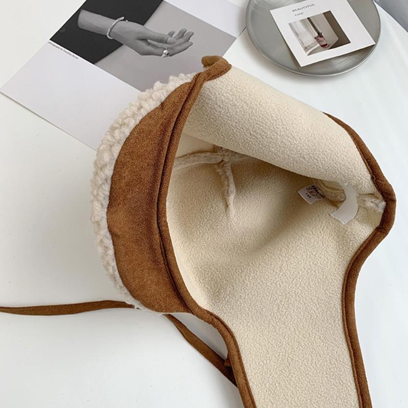 Bomber Hat Plush Earflap Hat Curved Visor Ski Hat Hooded Hat Fleece Earflap Hat Plush Trapper Hat Ear Protection Hat