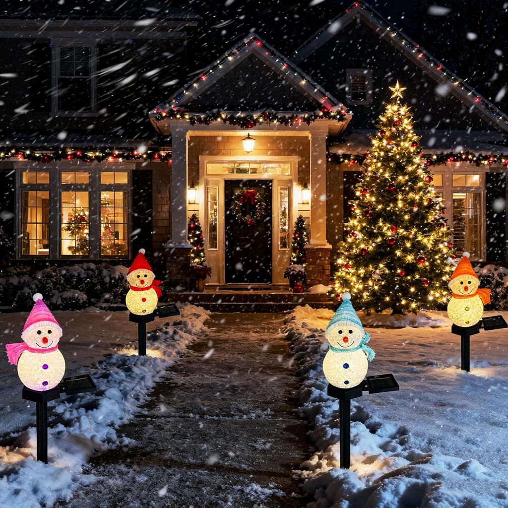 Solar Snowman Christmas Decoration Garden String Lights – Waterproof Outdoor Decorative Lighting