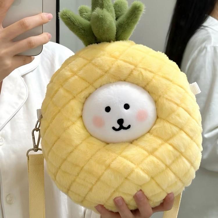 White Pineapple Plush Crossbody Bag for 10cm Dolls
