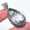 Natural Black Rutile Gemstone 925 Sterling Silver Jewelry Pendant 2.13" AP-14340
