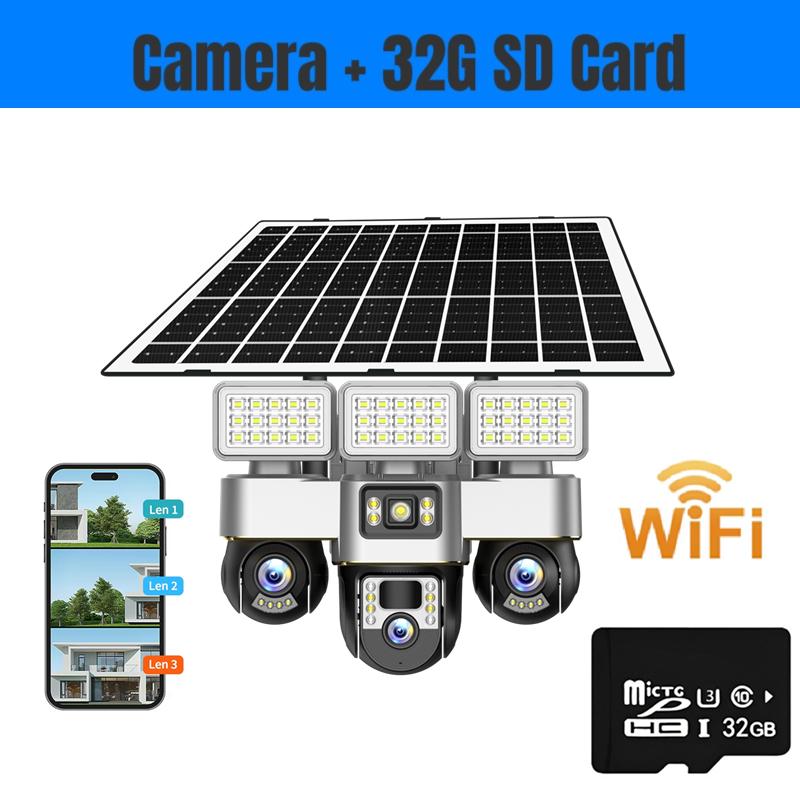 2-in-1 Solar Light & Camera – 3 Screens, 16000mAh, Wireless WiFi CCTV IP Camera, Night Vision Outdoor Surveillance