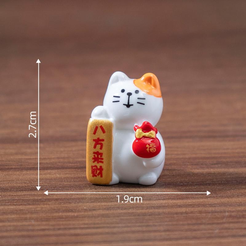 Cute Money Cat Ornaments Good Luck Fengshui Micro Landscape Home Office Desktop Decoration Miniatures Kitten Resin Crafts Gift