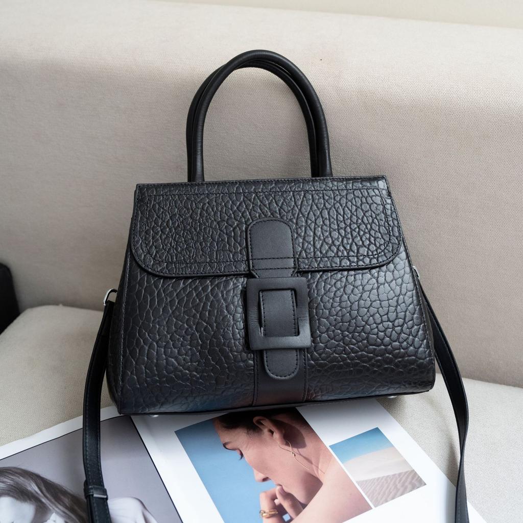 Damen Schulter-Crossbody-Tasche aus Rindsleder, schlichte Mode, Mädchen Reißverschlusstasche, großes Fassungsvermögen, Muscheltasche