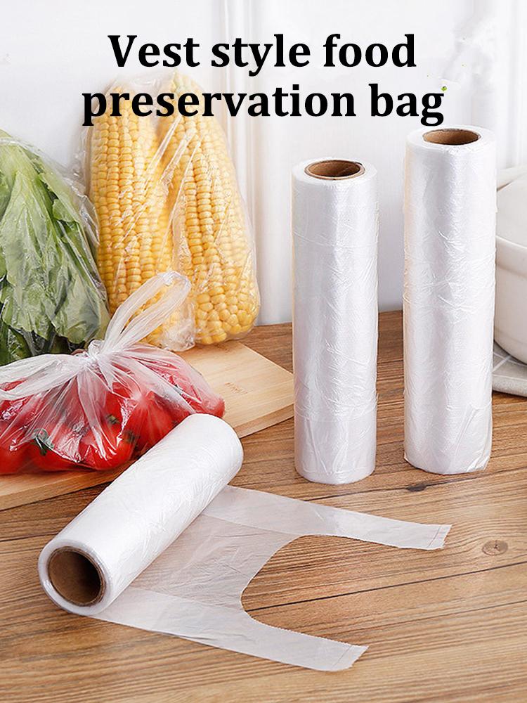 100PCS Vest Type Food Grade Thickened Breakpoint Storage Bag Refrigerator With Roll Household Disposable Hand 3 Sizes Optional