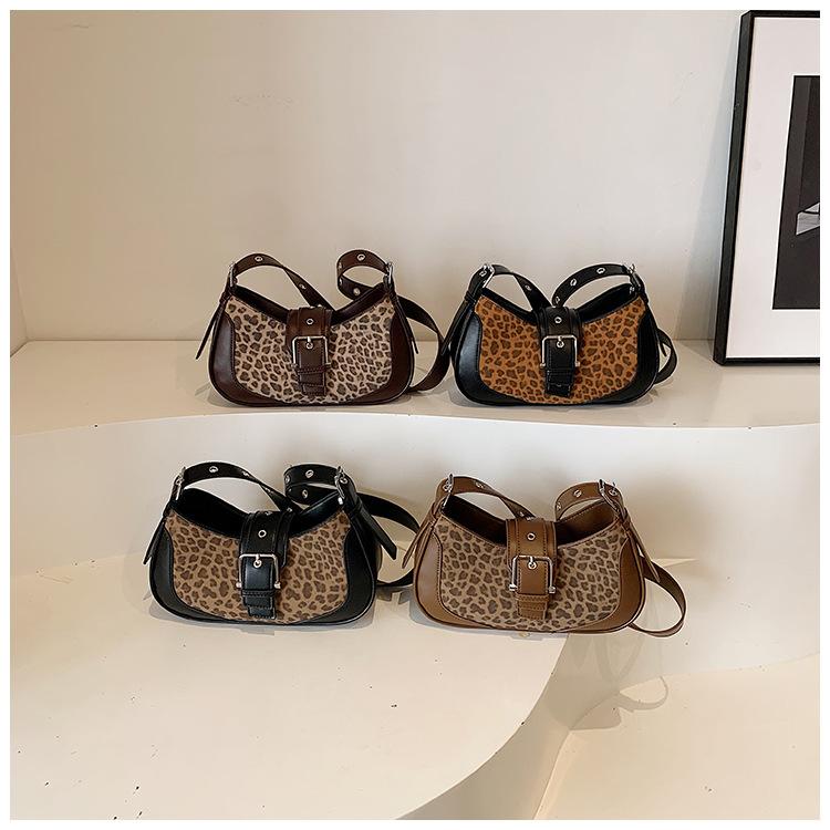 Contrast Color Leopard Print Small Women's Bag New Fashion Texture Shoulder Messenger Bag